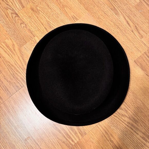 VTG‎ Scala 100% Wool Womens Cloche Hat Rose Bandana Black Old Money 80s - Picture 3 of 4